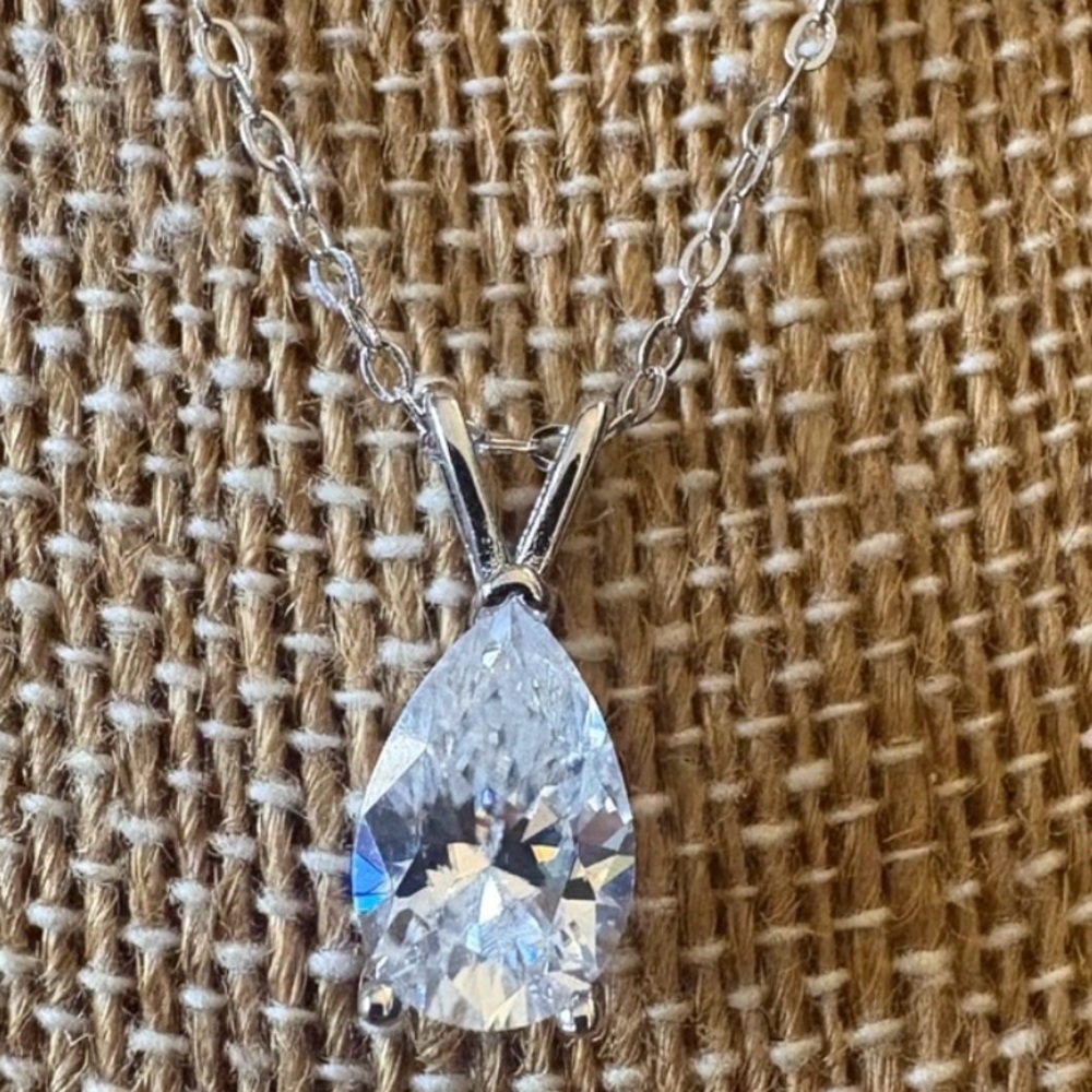 NWT Moissanite Necklace In Sterling Silver Marquis Cut 1.5 Carat